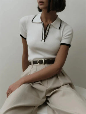 Casual Contrast Corduroy Top