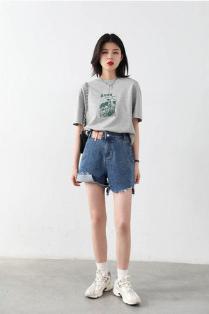 Distressed Jean Shorts