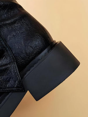 Grunge Faux Leather Belted Boots