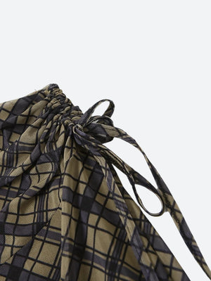 Grunge Plaid Mesh Midi Skirt
