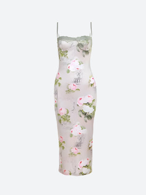 Satin Floral Midi Dress