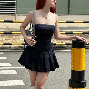 Striped Strapless Mini Dress