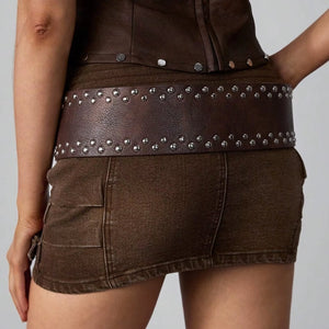 Wide Studded Western Belt