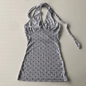 Y2K Halter Neck Polka Dot Top