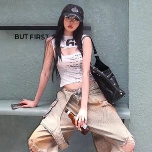 Y2K Printed Cut Out Top