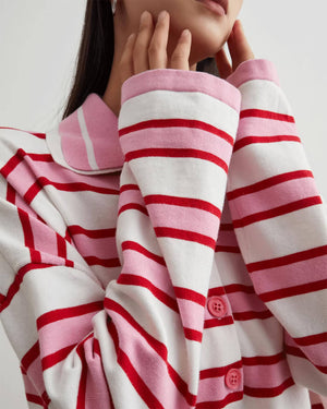 Raspberry Ice Cream Stripe Oversized Polo