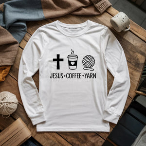 Jesus, Coffee and Yarn Long Sleeve T-shirt