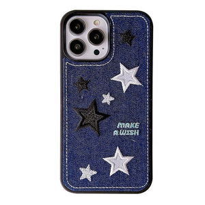 Y2K Aesthetic Denim Star iPhone Case
