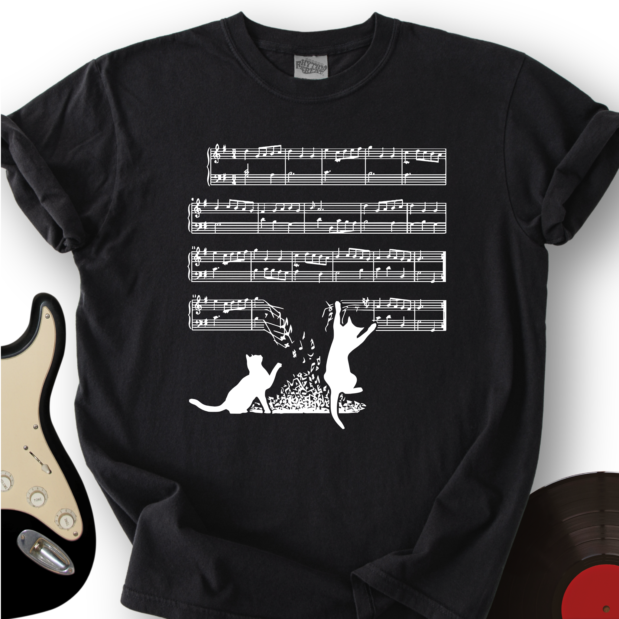 Cat Music Sheet T-Shirt