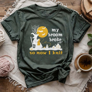 Broom Broke Knitting Witch T-shirt