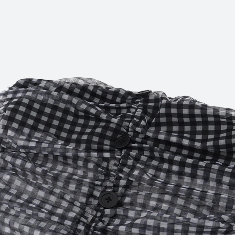 Checkered Strapless Top & Mini Skirt Two Piece Set