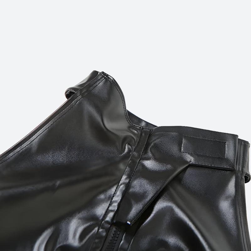 Cyberpunk Faux Leather Zip Up Top