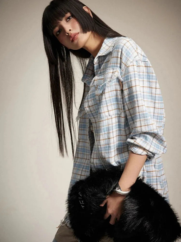 Distressed Plaid Shirt