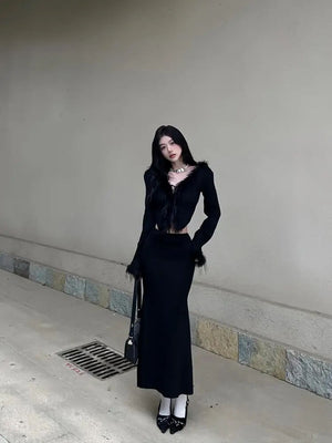 Faux Fur Trim Cardigan