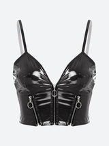 Faux Leather Bustier Crop Top