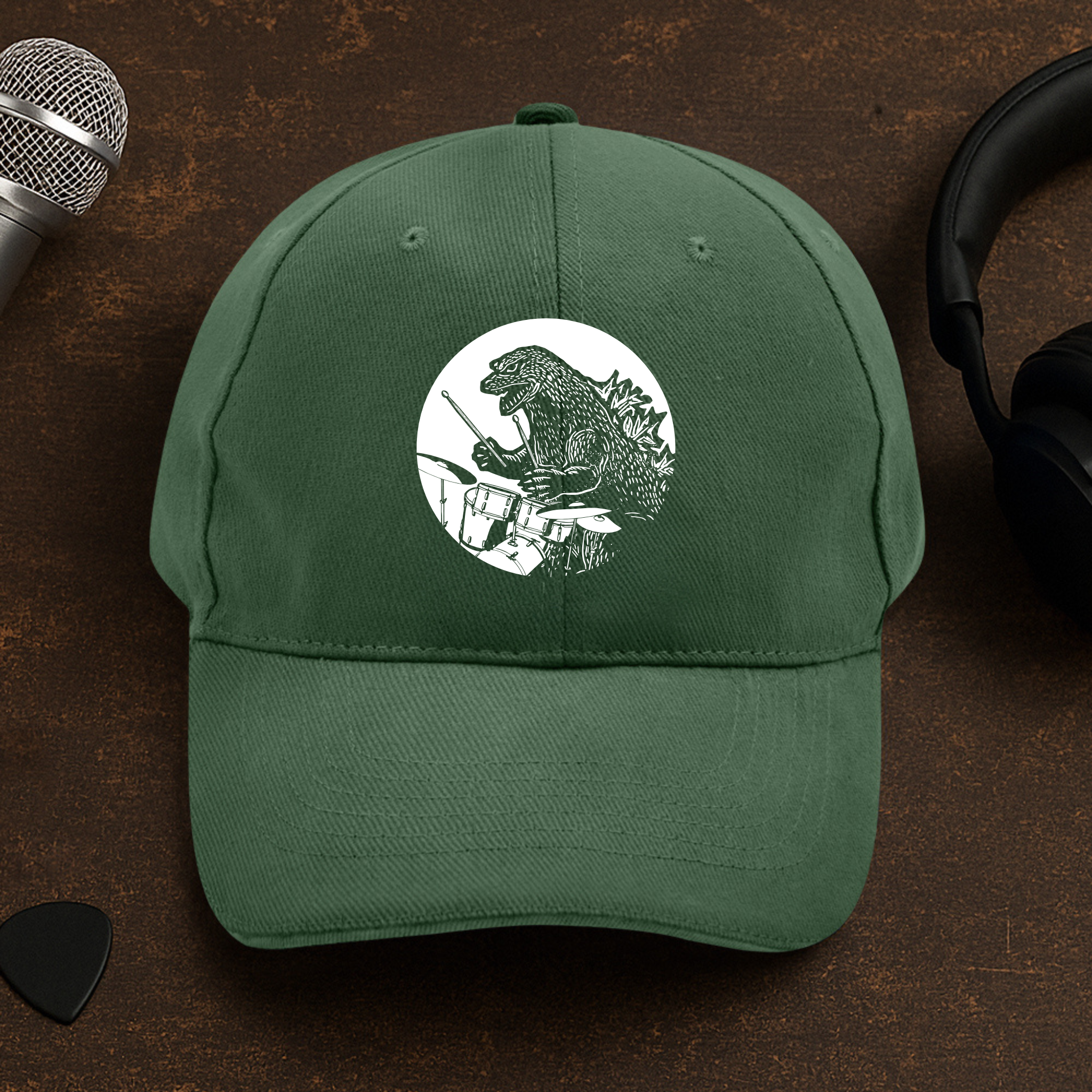 Dino Playing Drums Cap