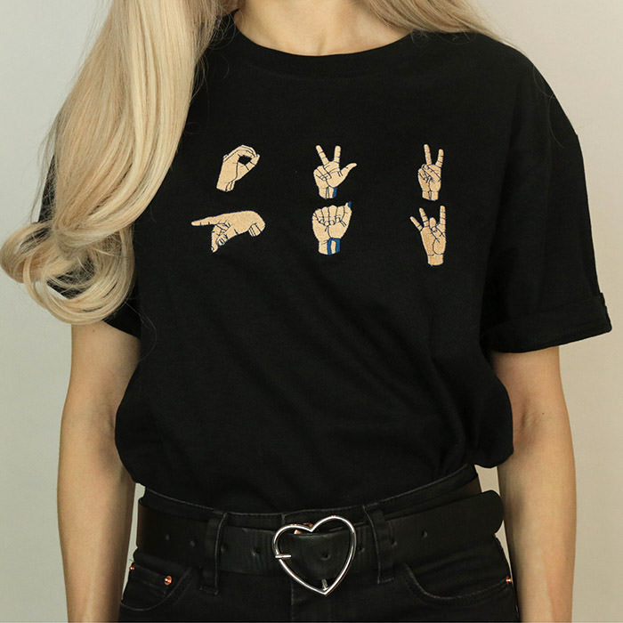 Hands Embroidered T-Shirt, Size S