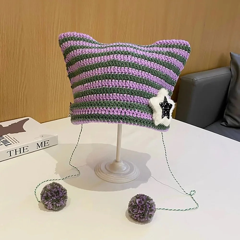 Kawaii Knitted Cat Ear Beanie