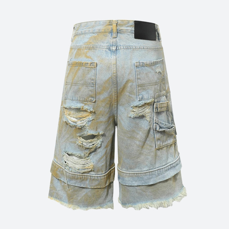 Ripped Denim Shorts