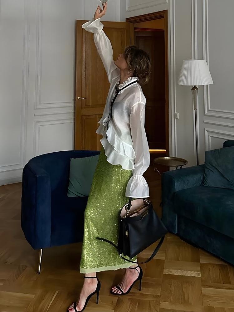 Ruffled Sheer Blouse