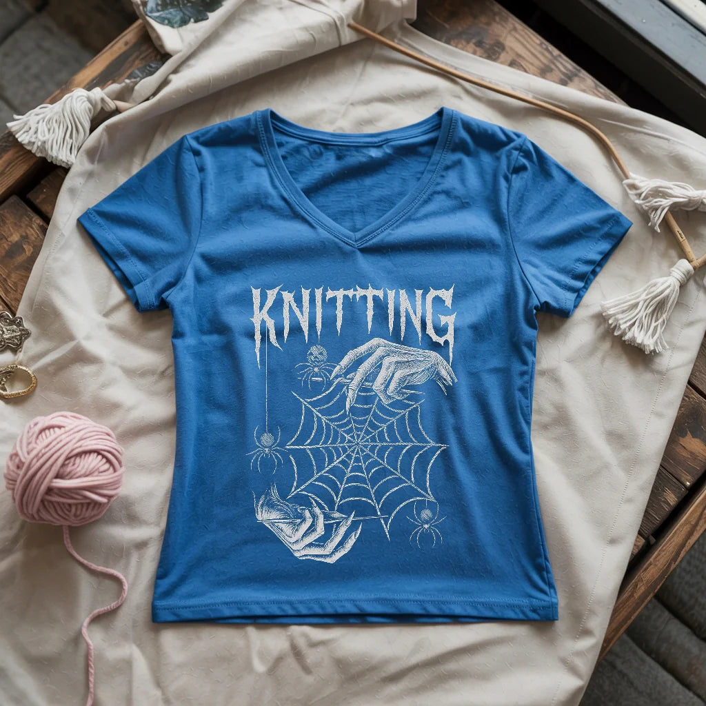 Gothic Knitter Lady V-neck