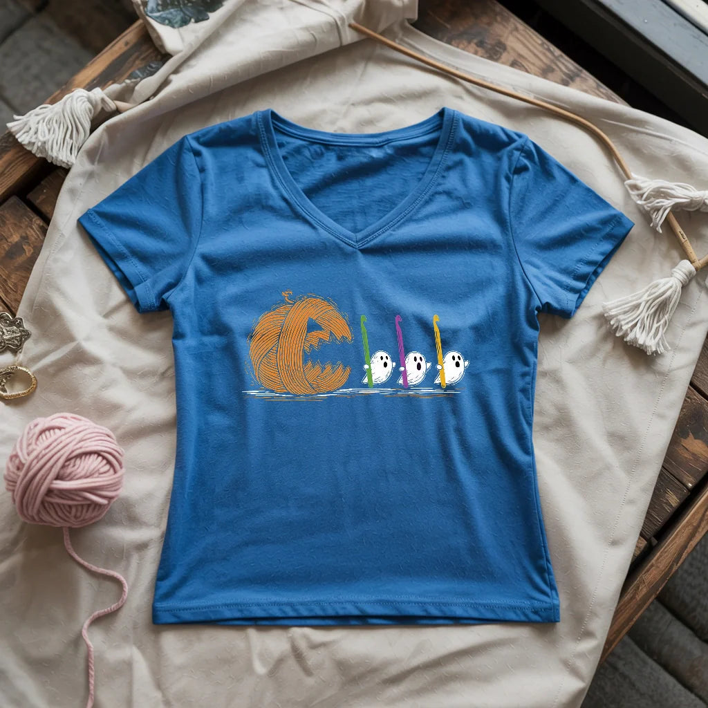 Spooky Yarn Muncher Lady V-neck