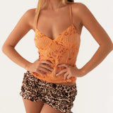 Sequined Beaded Backless Top