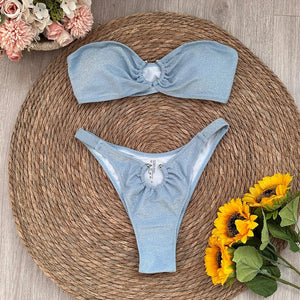 Strapless Pierced Bikini Set