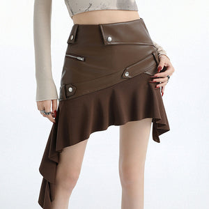 Rock The Scene Asymmetric Leather Skirt