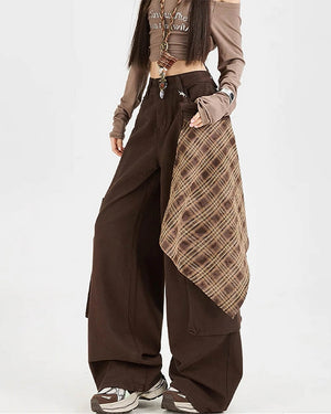 Brown Plaid Shirt-Tied Jeans