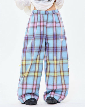 Bubblegum Plaid Wide Leg Pants
