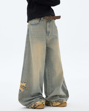Camouflage Star Wide Leg Jeans