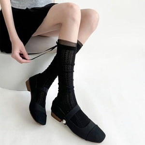 Coquette Girl Ribbon Bow Socks