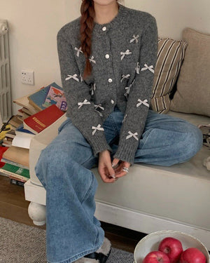 Coquette Aesthetic Grey Cardigan