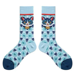 Preppy Cat Print Socks