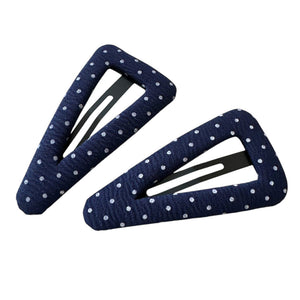 Denim Polka Dot Hair Clips