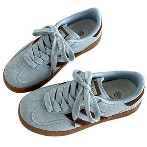 Dusty Blue & Brown Stripe Sneakers