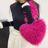Fuzzy Heart Shaped Bag
