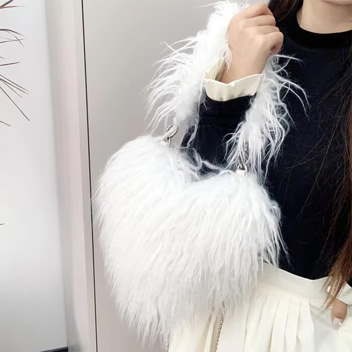 Fuzzy Heart Shaped Bag