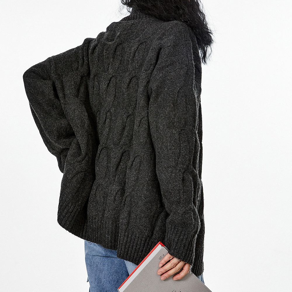 Grandpa Style Cable Knit Zip Jumper