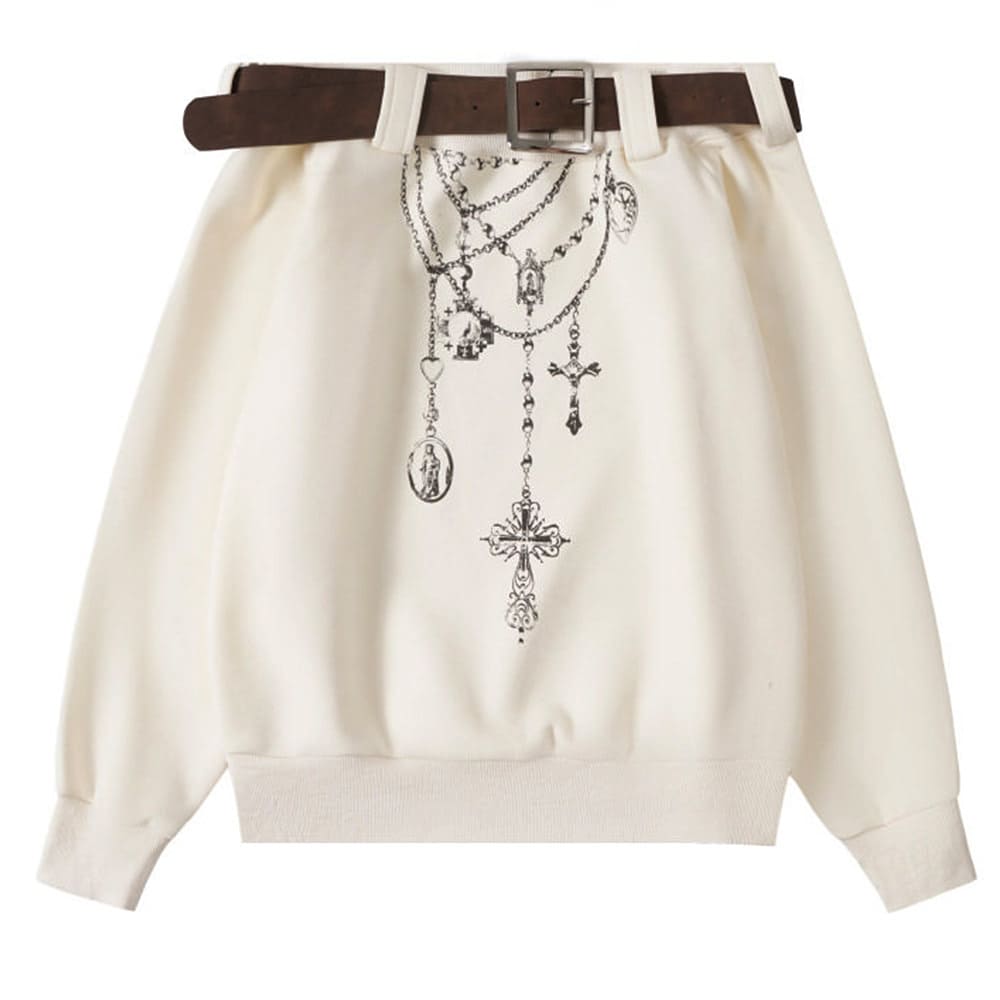 Grunge Aesthetic Off-Shoulder Sweatshirt