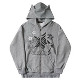 Grunge Cut-Out Shoulder Sweatshirt