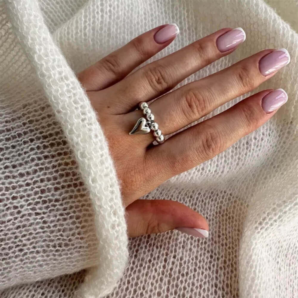 Grunge Heart Charm Ring