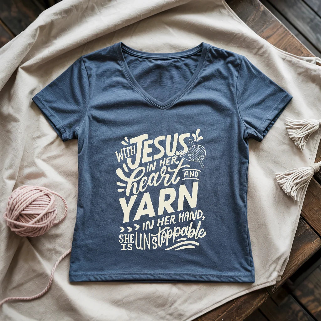 Jesus And Yarn Lady V-neck