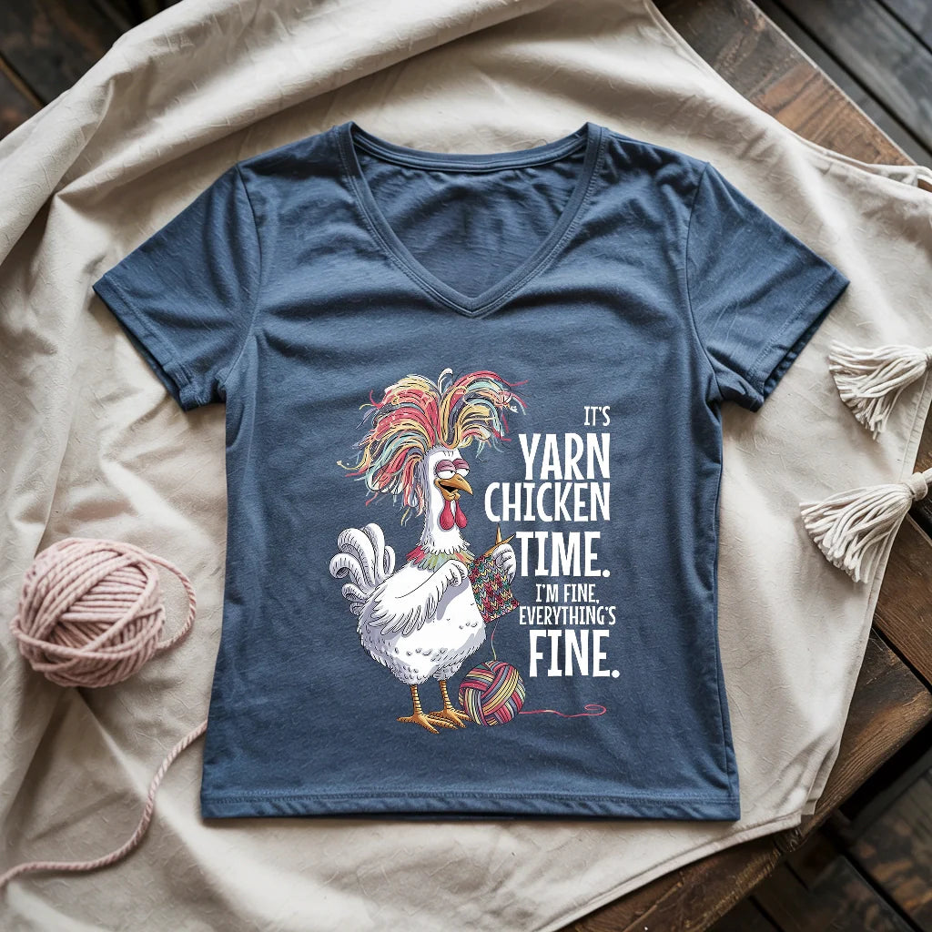 Yarn Chicken Time Lady V-neck