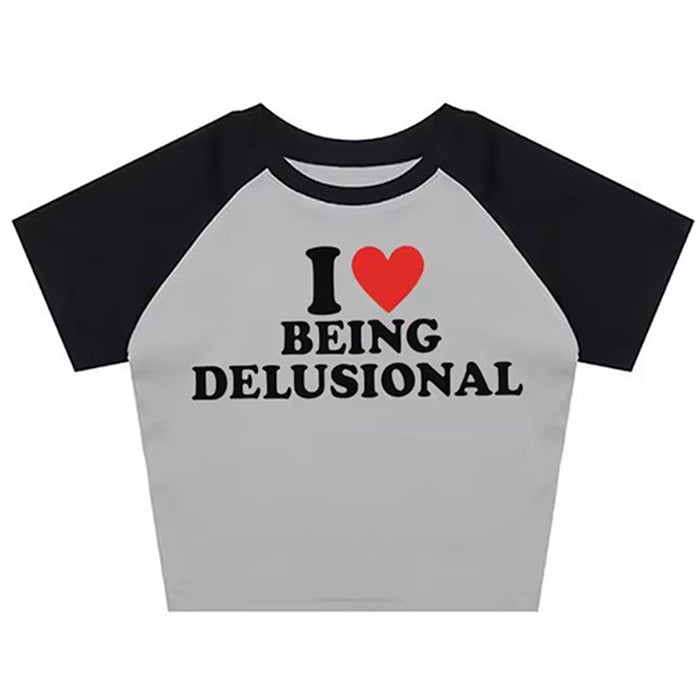 I Love Being Delusional Y2K Crop Top