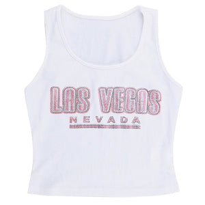 Las Vegas Rhinestone Ribbed Tank