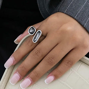 Minimalist Aesthetic Silver Ring Set