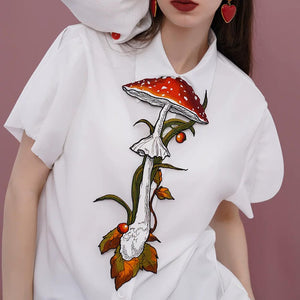 Mushroom Embroidery Necktie