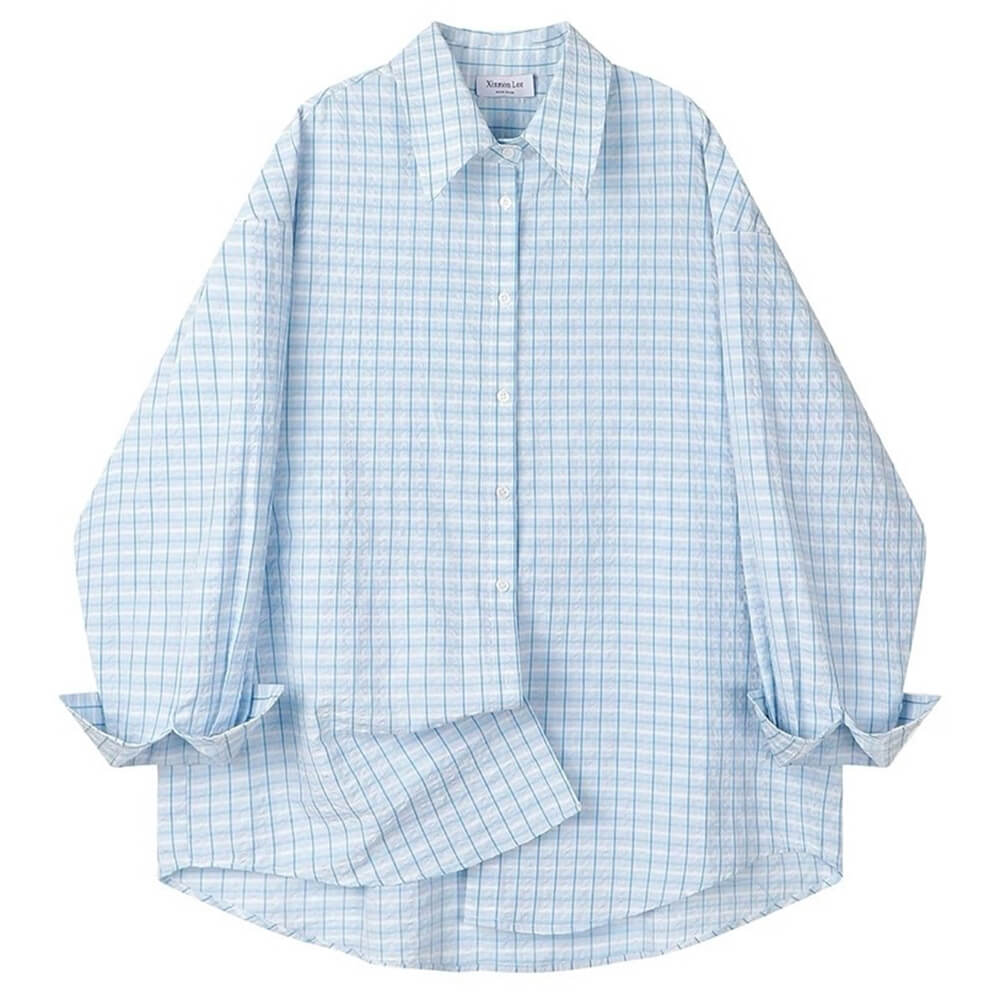 Rue des Fleurs Pastel Plaid Loose Shirt